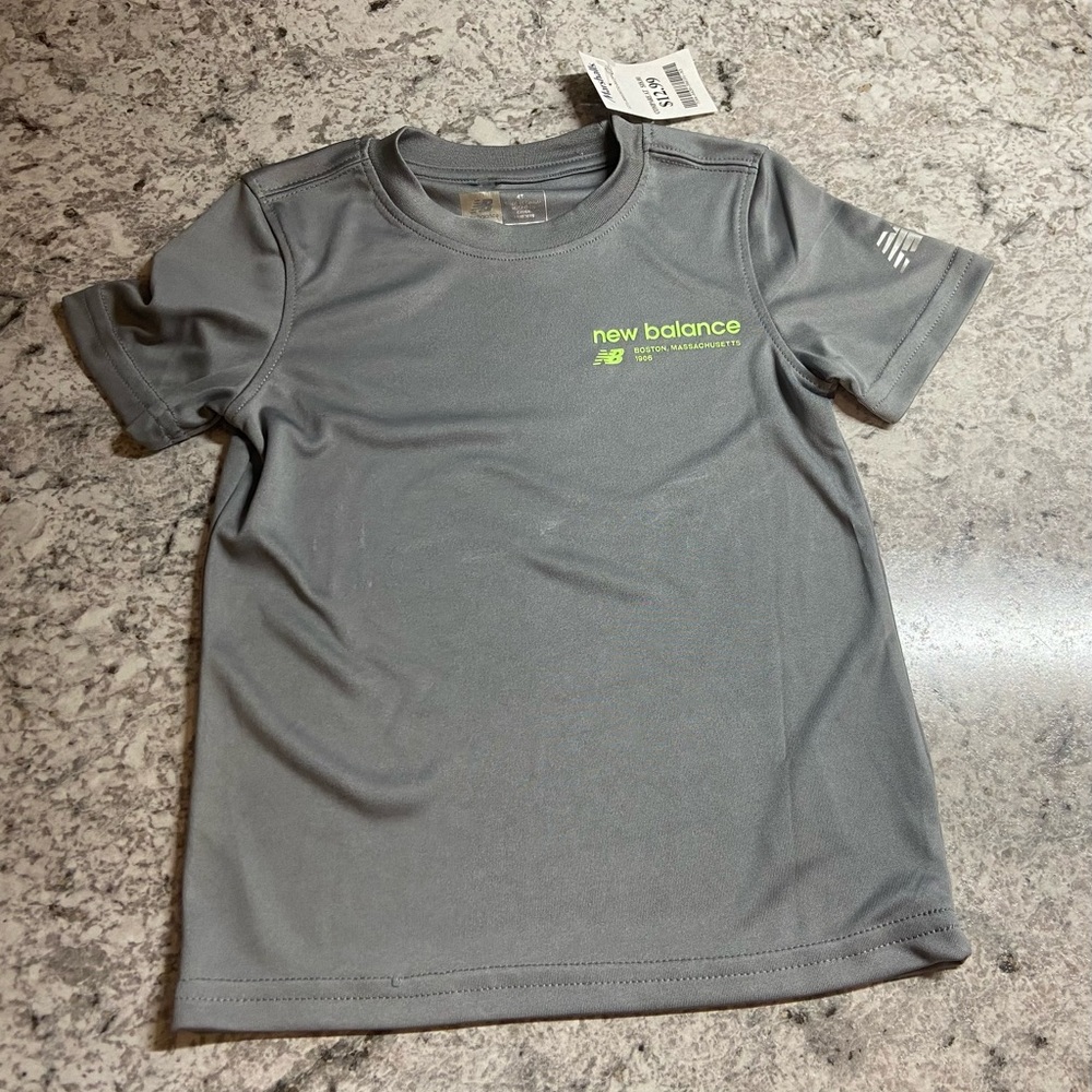 New Balance Gray T-Shirt with Neon Accents